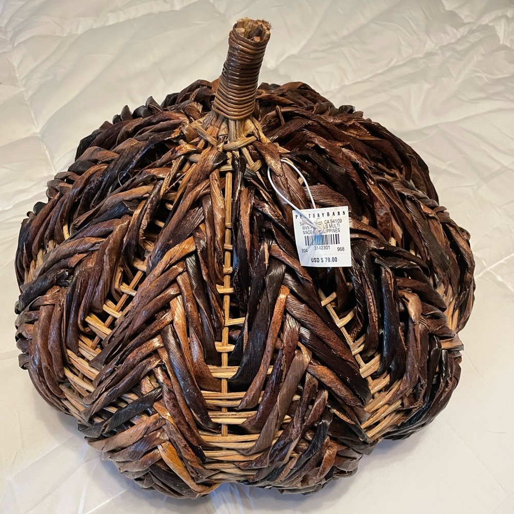 Pottery barn brand new large woven pumpkin